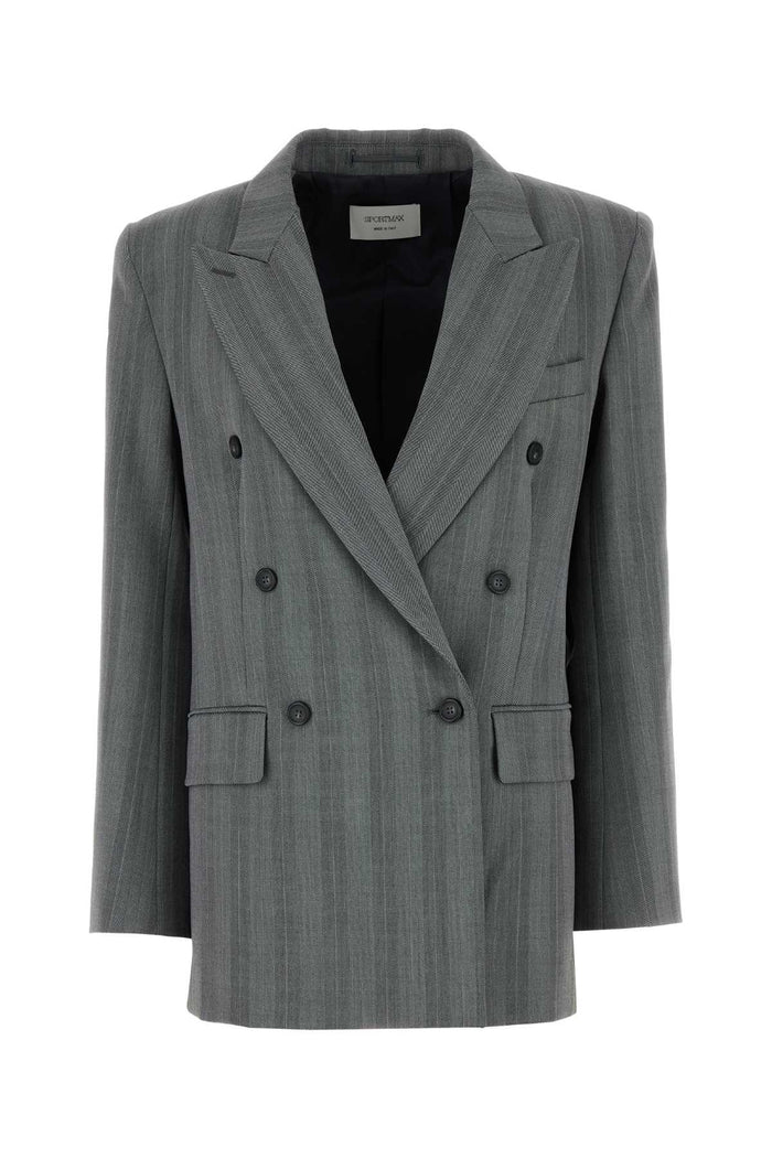 Max Mara Sportmax Embroidered Stretch Wool Blend Merlot Blazer