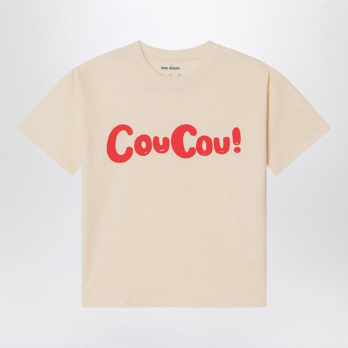 Mini Rodini Light Beige T-Shirt In Organic Cotton