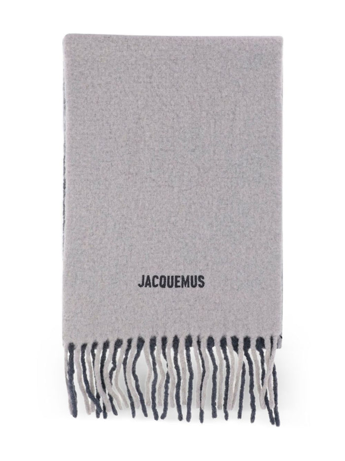 Jacquemus Grey Alpaca Blend Fringed Scarf