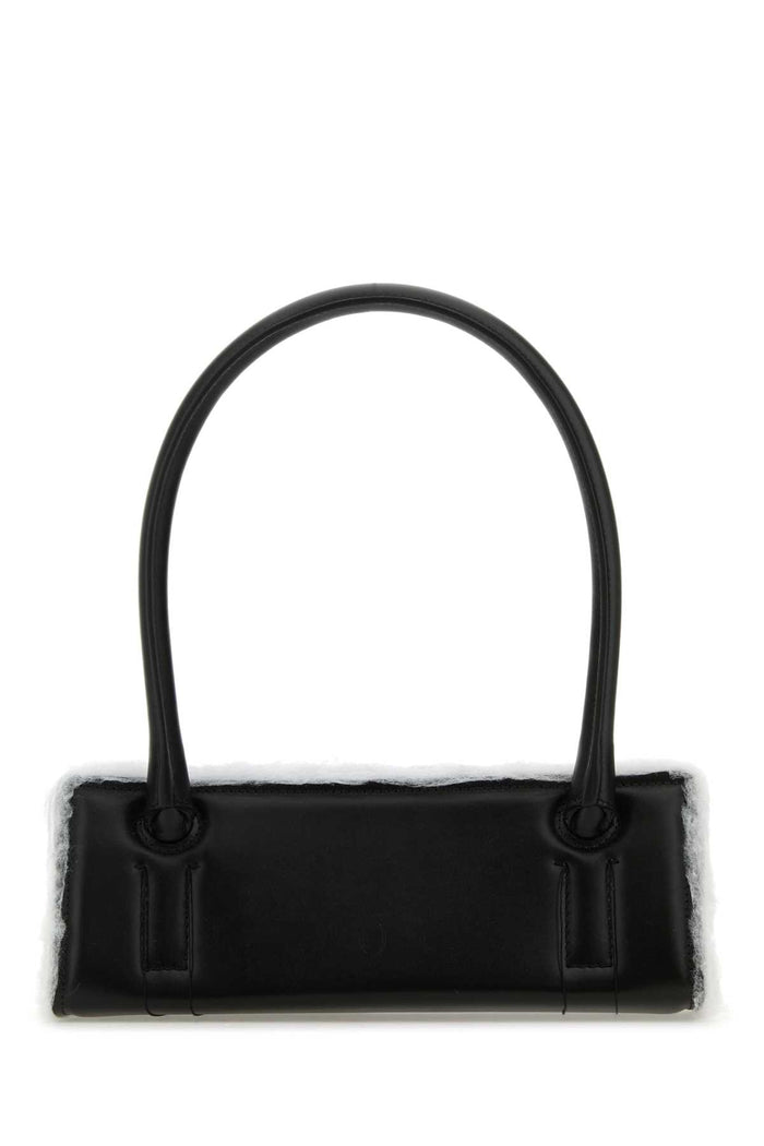 Dentro Black Leather Radar Shoulder Bag