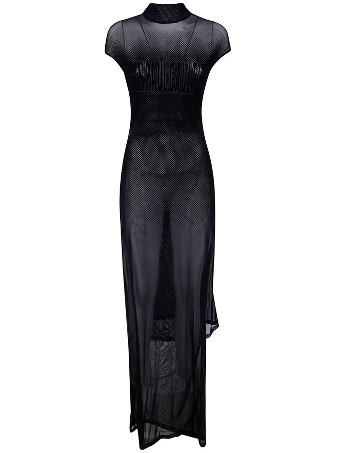 Jean Paul Gaultier Mesh Sleeveless Long Dress With Velvet Flock ""