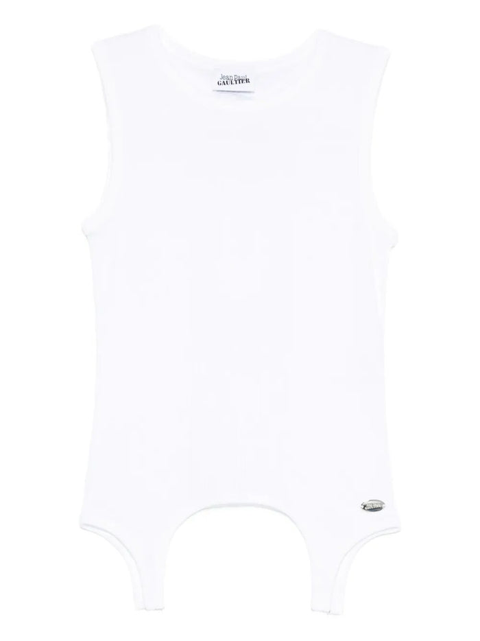 Jean Paul Gaultier Cotton Ribbed Tank Top With Lingerie Garter