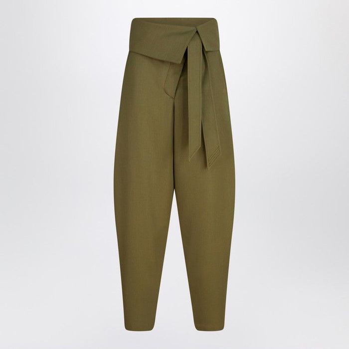 The Attico Military Green Wool Gabardine Trousers