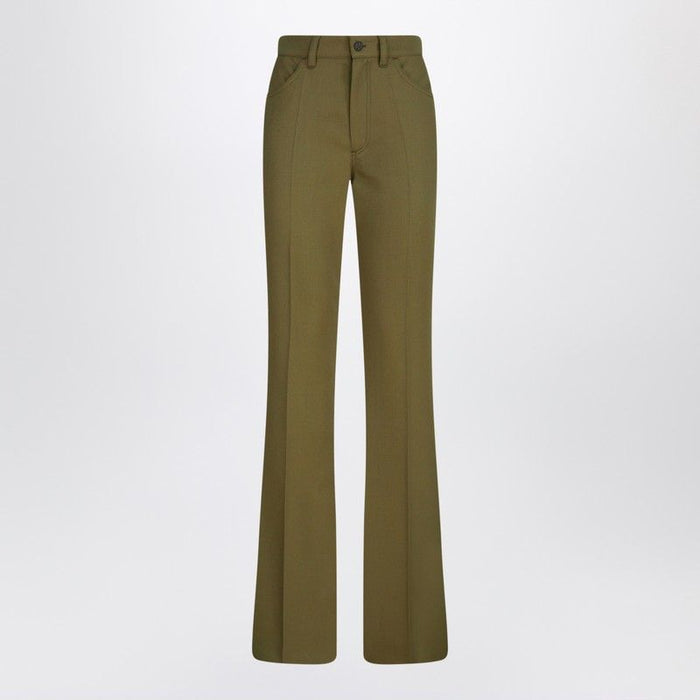 The Attico Military Green Wool Gabardine Trousers