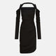 The Attico Black Midi Dress In Viscose Crêpe