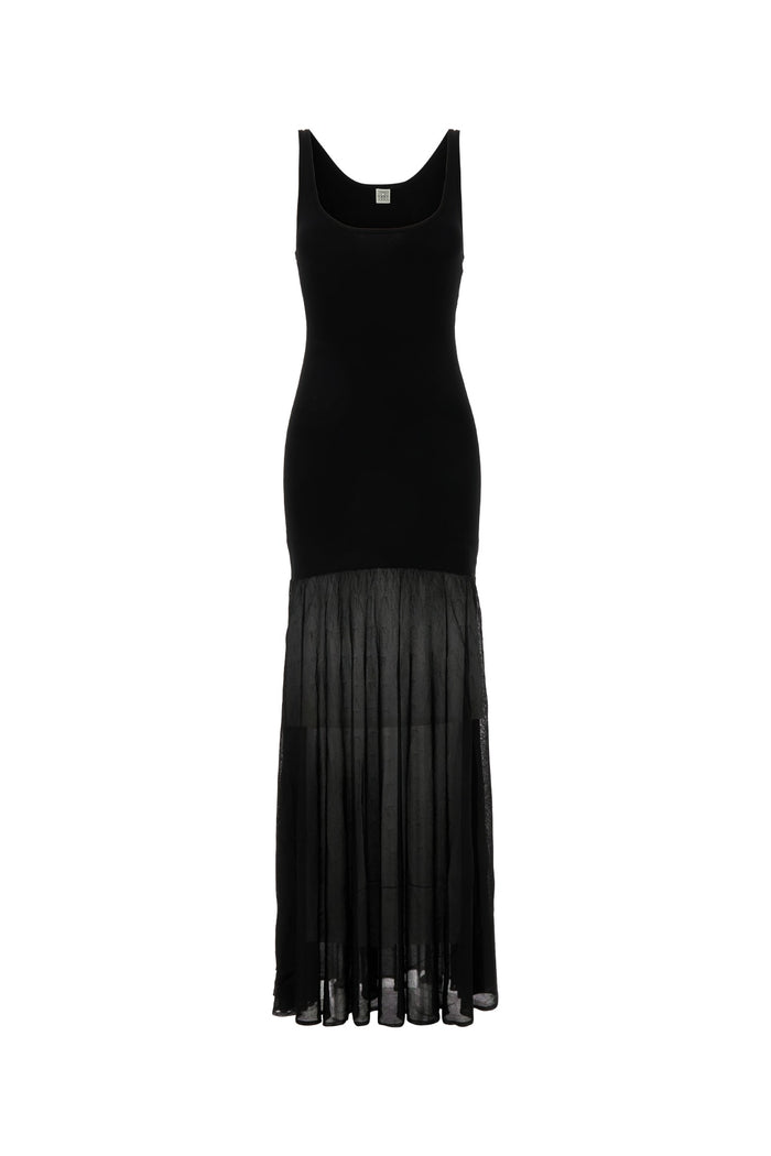 Toteme Black Long Dress In Viscose Knit