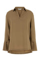 Max Mara Camel Stretch Crepe Dover Blouse