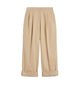 Weekend Max Mara Max Mara Weekend Trousers In Beige Comfort Cotton Gabardine, Featuring A Wide Leg Silhouette With High Cuffs At The Bottom.