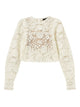 Twin-Set White Crochet Knit Long Sleeve Sweater