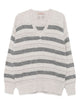 Twin-Set Grey Striped V Neck Sweater