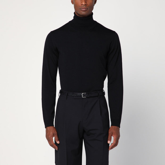 Roberto Collina Black Wool Turtleneck Sweater