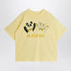 Mini Rodini Light Yellow T-Shirt With Panda And Cat Print