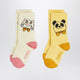 Mini Rodini Two Pairs Of Socks With Panda And Cat Motif