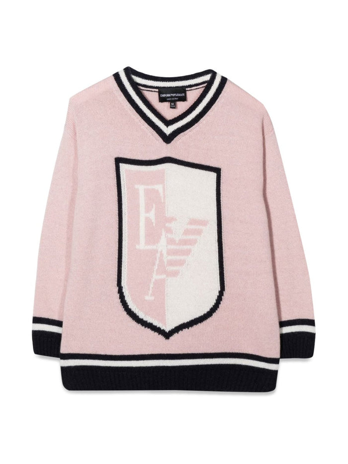 Emporio Armani Pullover V-Neck Coat Of Arms Ea