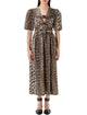 Ganni Leopard Printed Tie Strap Midi Dress
