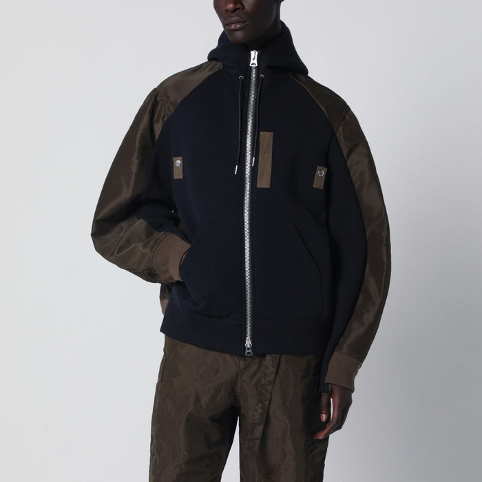 Sacai Navy/Kakhi Cotton-Blend Hoodie