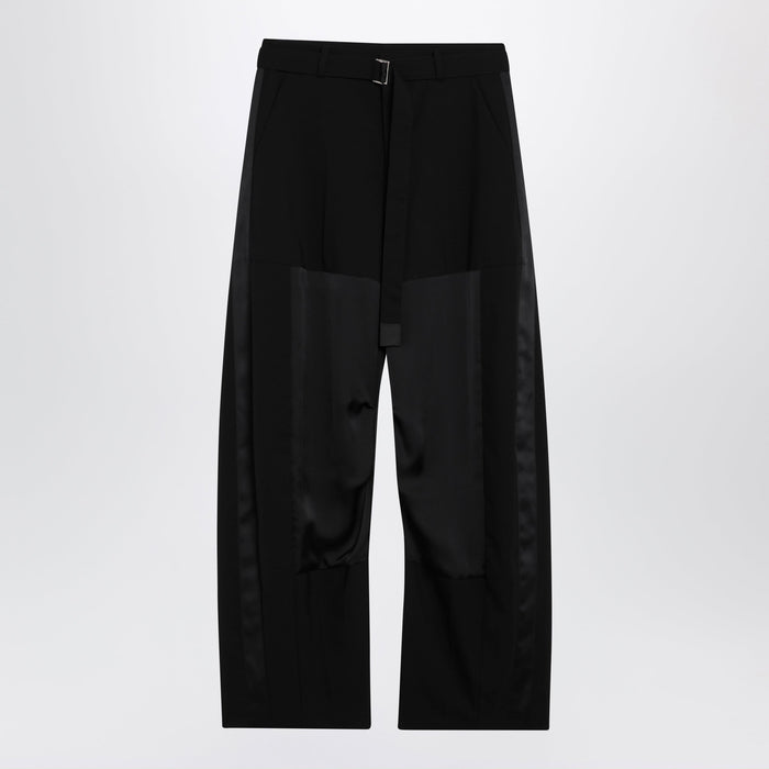 Sacai Wide-Leg Wool Trousers With Panels And Belt