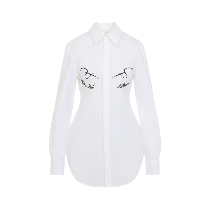 Jean Paul Gaultier White Needless Flock Cotton Shirt