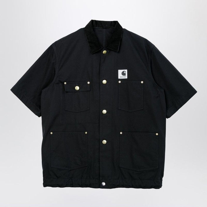 Sacai X Carhartt Wip Black Shortsleeve Cotton Canvas Shirt