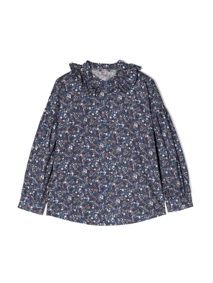 Il Gufo M/L Shirt Flowers And Ruffle Collar