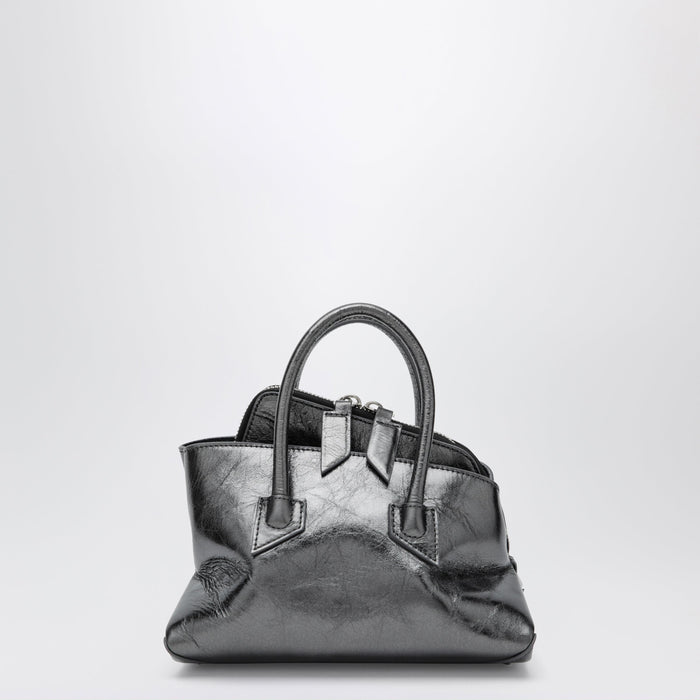 The Attico La Passeggiata Mini Dark Grey Cracked Laminated Leather Bag