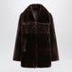 Blancha Oak Brown Zipup Shearling Jacket