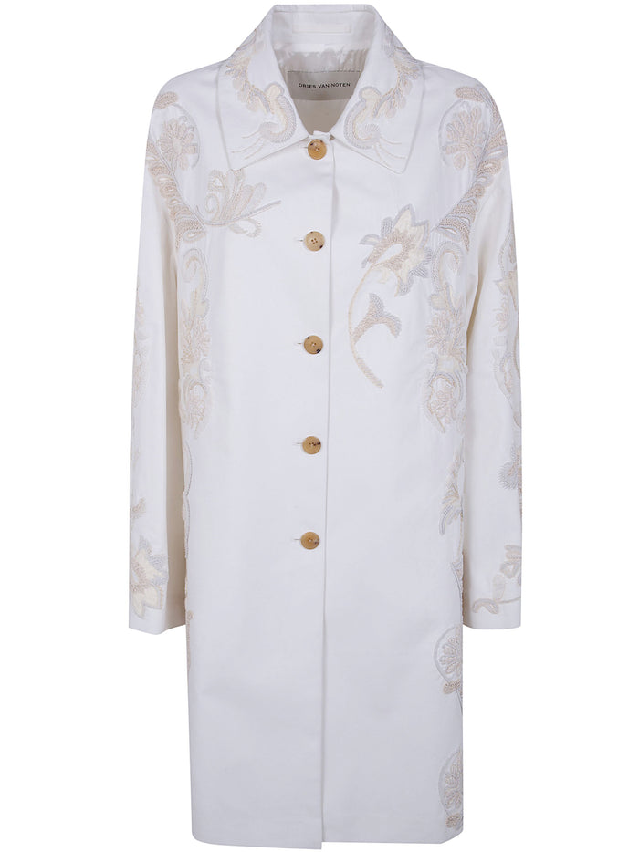 Dries Van Noten "Rondero" Embroidered Single Braisted Coat