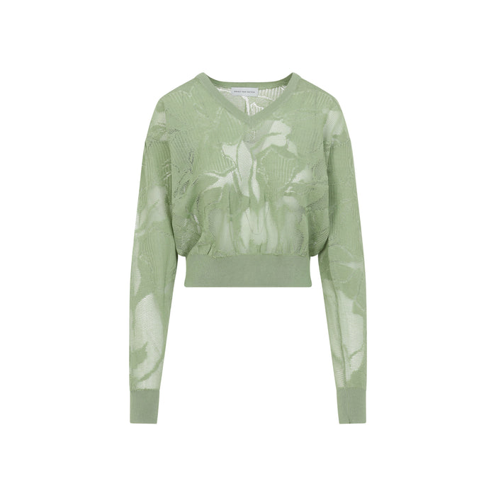 Dries Van Noten Green Torion Cotton Sweater