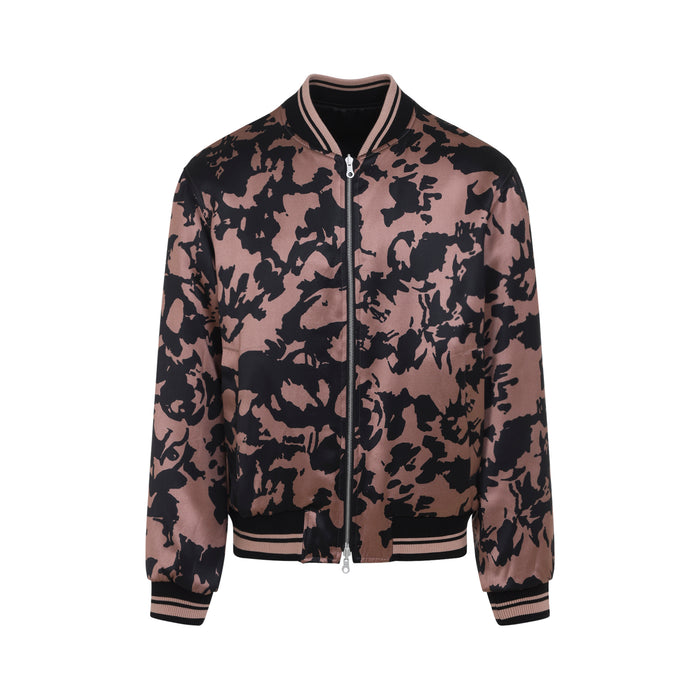 Dries Van Noten Black And Pink Volker Viscose Bomber Jacket