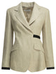 Max Mara Beige Linen Acetate Polyester Linen Double-Breasted Blazer