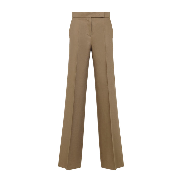 Max Mara Desert Brown Linen Badesse Regular Linen Pants