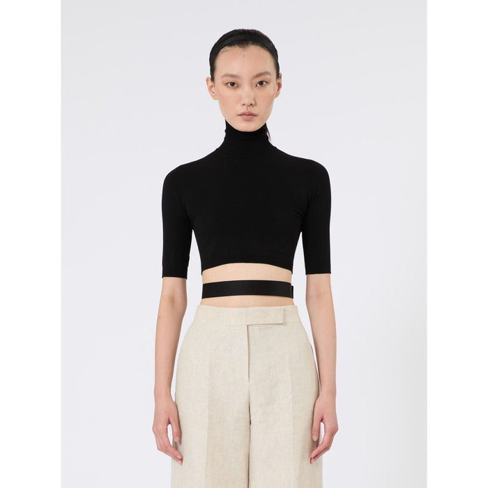 Max Mara Title: Mxscanale - Cropped High-Neck Viscose Knit Top