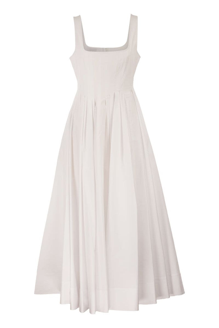 Max Mara Sportmax Spxgiro Long Dress In Pure Cotton