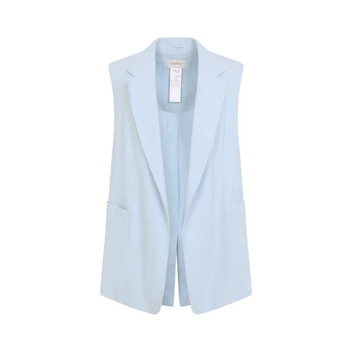Max Mara Sportmax Spxmaggio - Tailored Sleeveless Vest In Viscose And Paper Blend With Lapels