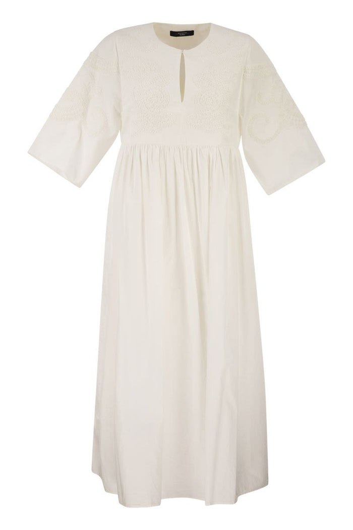 Weekend Max Mara Wkdtilde – Long Cotton Dress With Tone-On-Tone Embroidery