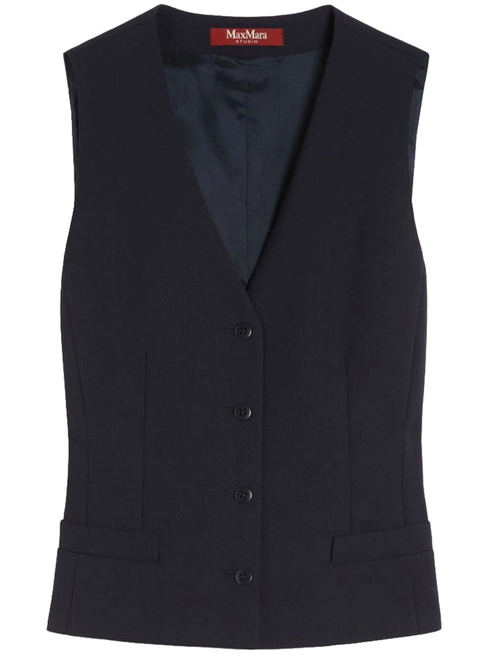 Max Mara Studio Blue Virgin Wool Gilet