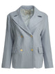 Max Mara S Double-Breasted Light Blue Linen Blazer