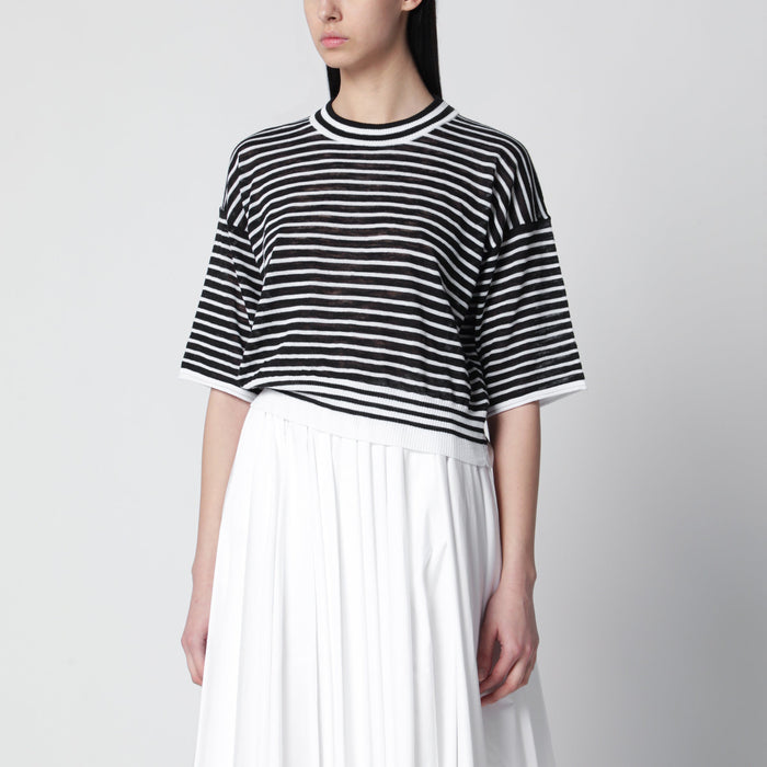 Roberto Collina Black/White Striped Cottonblend Sweater