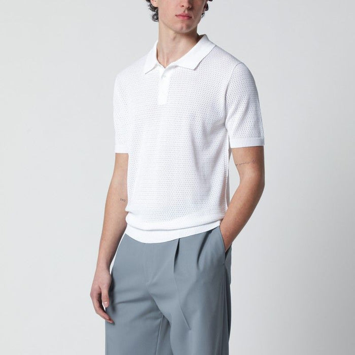 Roberto Collina White Openwork Cotton Polo