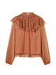 Twin-Set Mocha Mousse Lace Ruffled Shirt