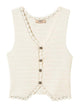 Twin-Set Knitted Sleeveless Ecr Vest With Crochet Trim