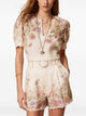 Twin-Set Light Beige Floral Belted Shorts