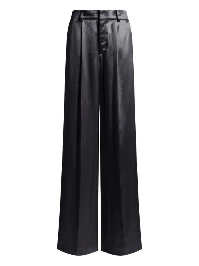 Alberta Ferreti Shiny Satin Black Viscose Trousers