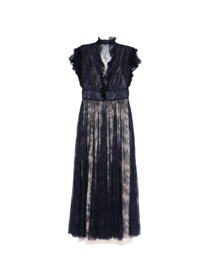 Alberta Ferreti Blue Polyamide Lace Dress
