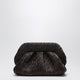 Themoirè Brown Gathered Vegan Leather Clutch