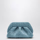 Themoirè Blue Ruched Vegan Leather Bios Clutch