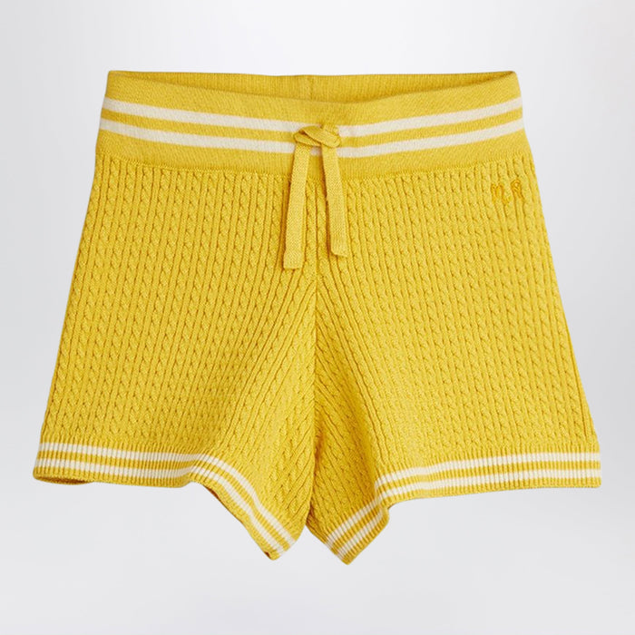 Mini Rodini Yellow Cable Knit Shorts