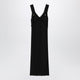 Toteme Black Slip Dress In Textured Sablé