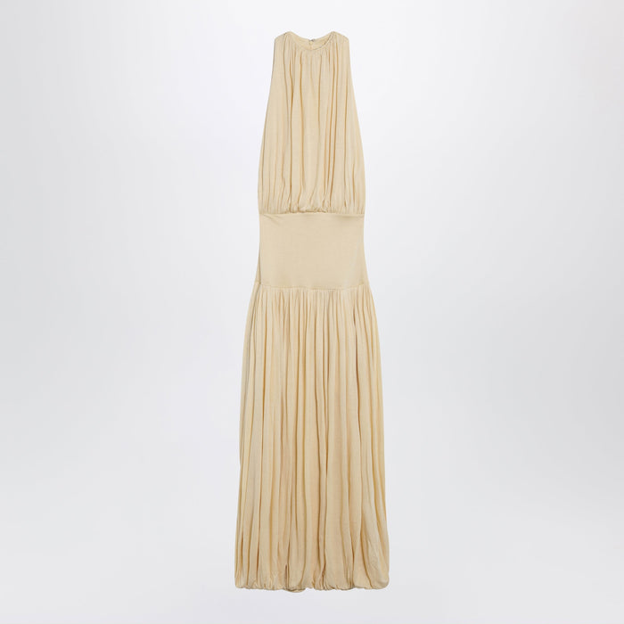 Toteme Sleeveless Ruched Midi Dress In Yellow Viscose
