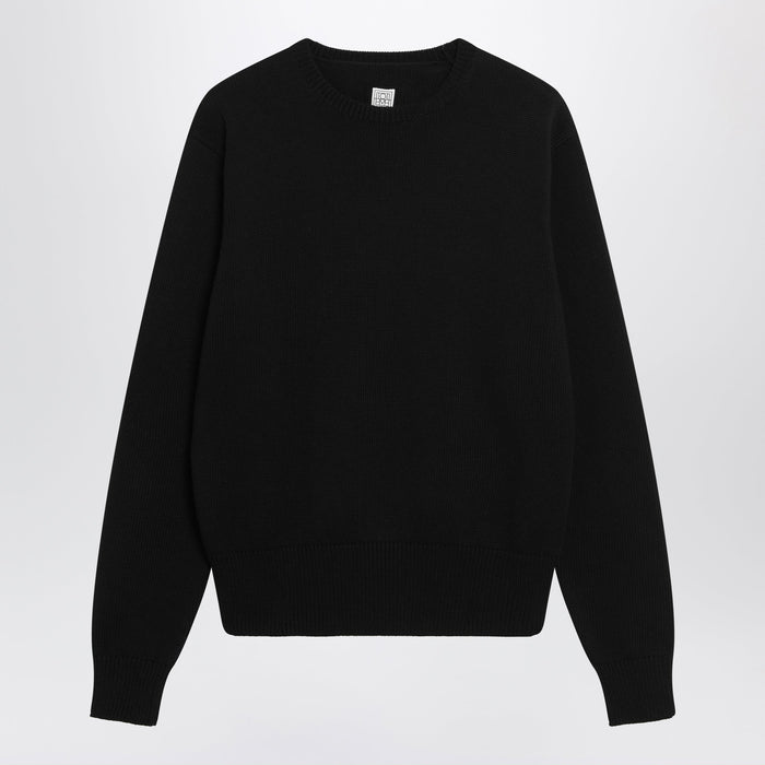 Toteme Black Cotton Crew Neck Jumper